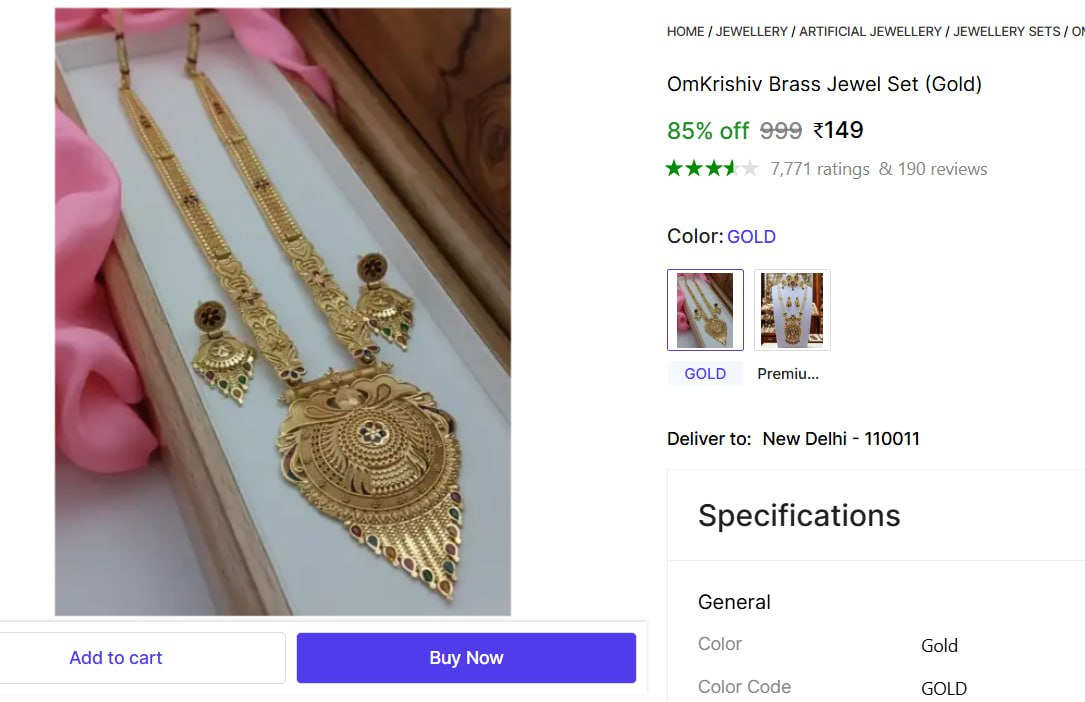 Brass Jewel Set (gold) 149 – Best Price in India