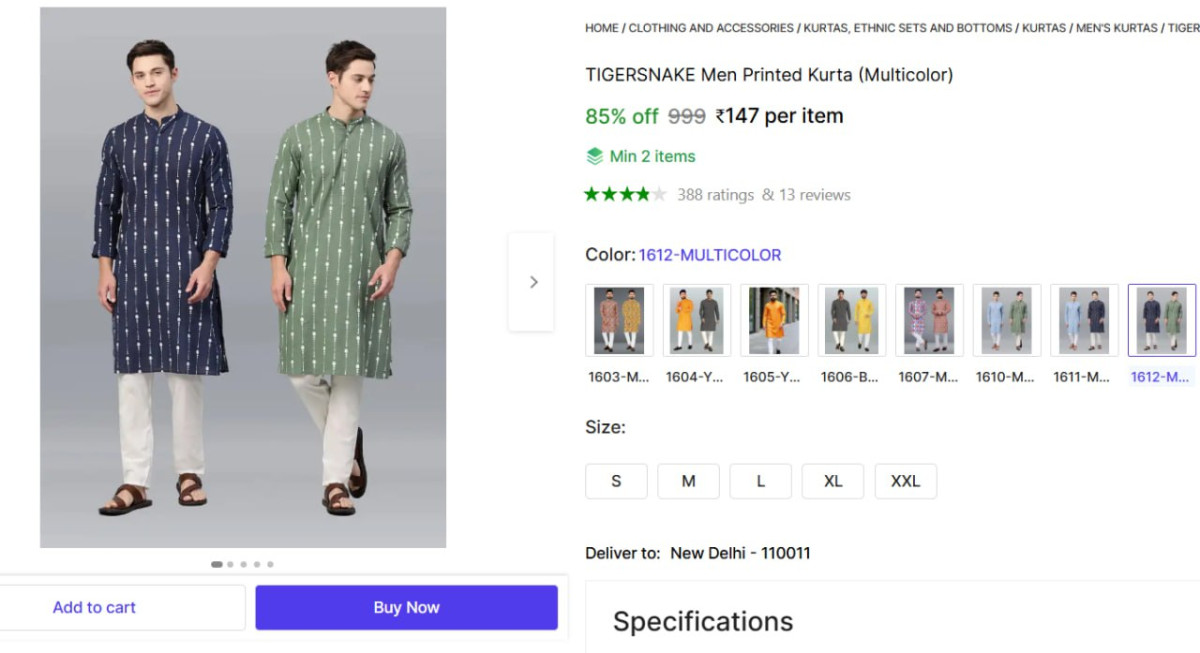 Men S Printed Kurta 147min Buy 2 Qnty – Best Price in India