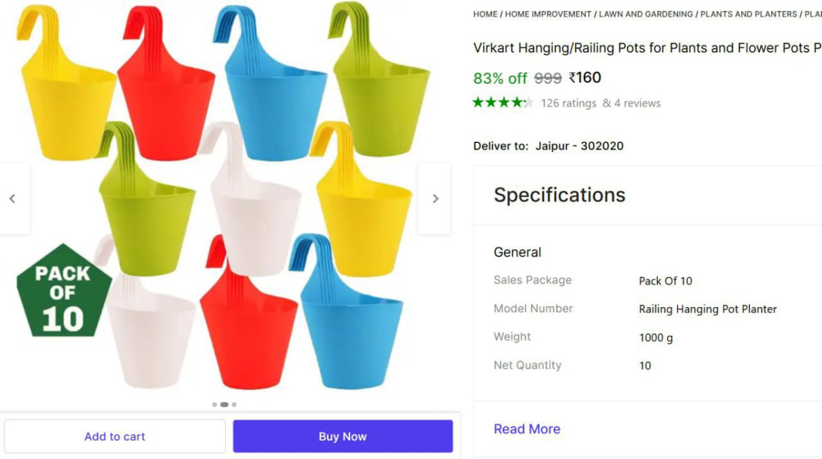Balcony Plant Container (pack Of 10) 160 – Best Price in India