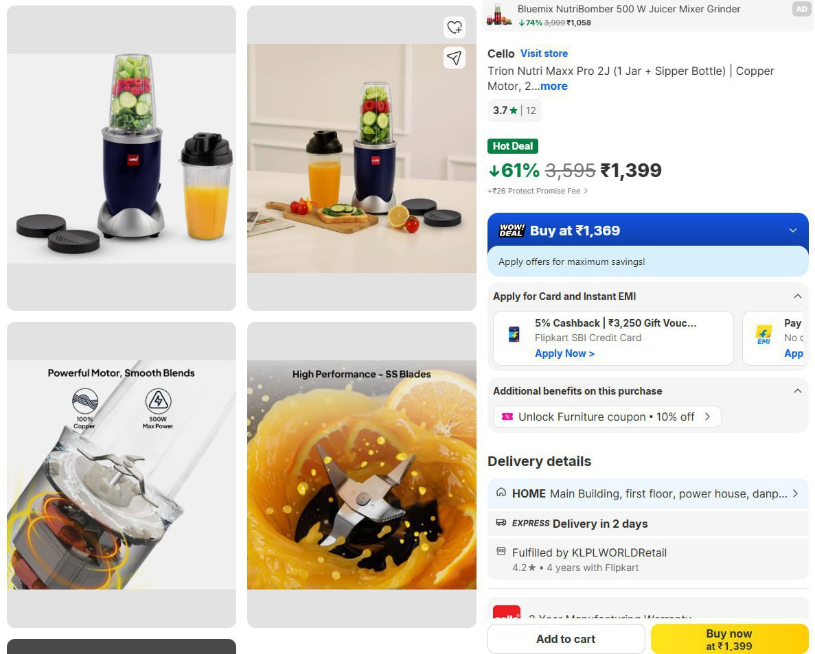 Cello Trion Nutri Mixer (2 Jars) 1399 – Best Price in India