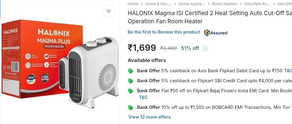 Halonix Isi Certified 1600w Fan Room Heater With 2 Year Warranty 1699 – Bes