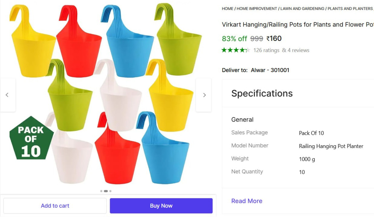 Shopsy Balcony Plant Container (pack Of 10) 160 – Best Price in India
