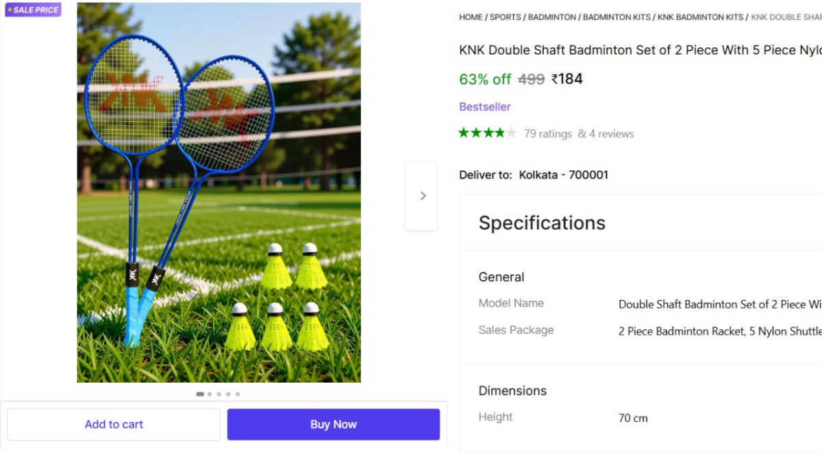 Badminton Kits (2 Racket 5 Cocks) 184 – Best Price in India
