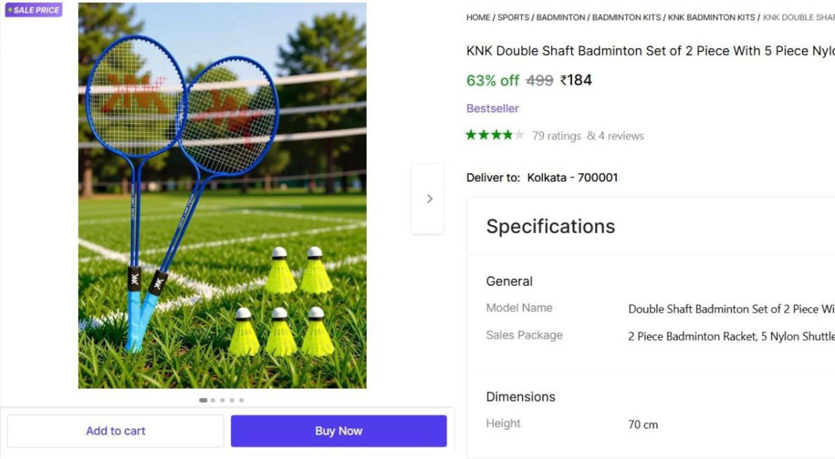 Badminton Kits (2 Racket 5 Cocks) 184 – Best Price in India