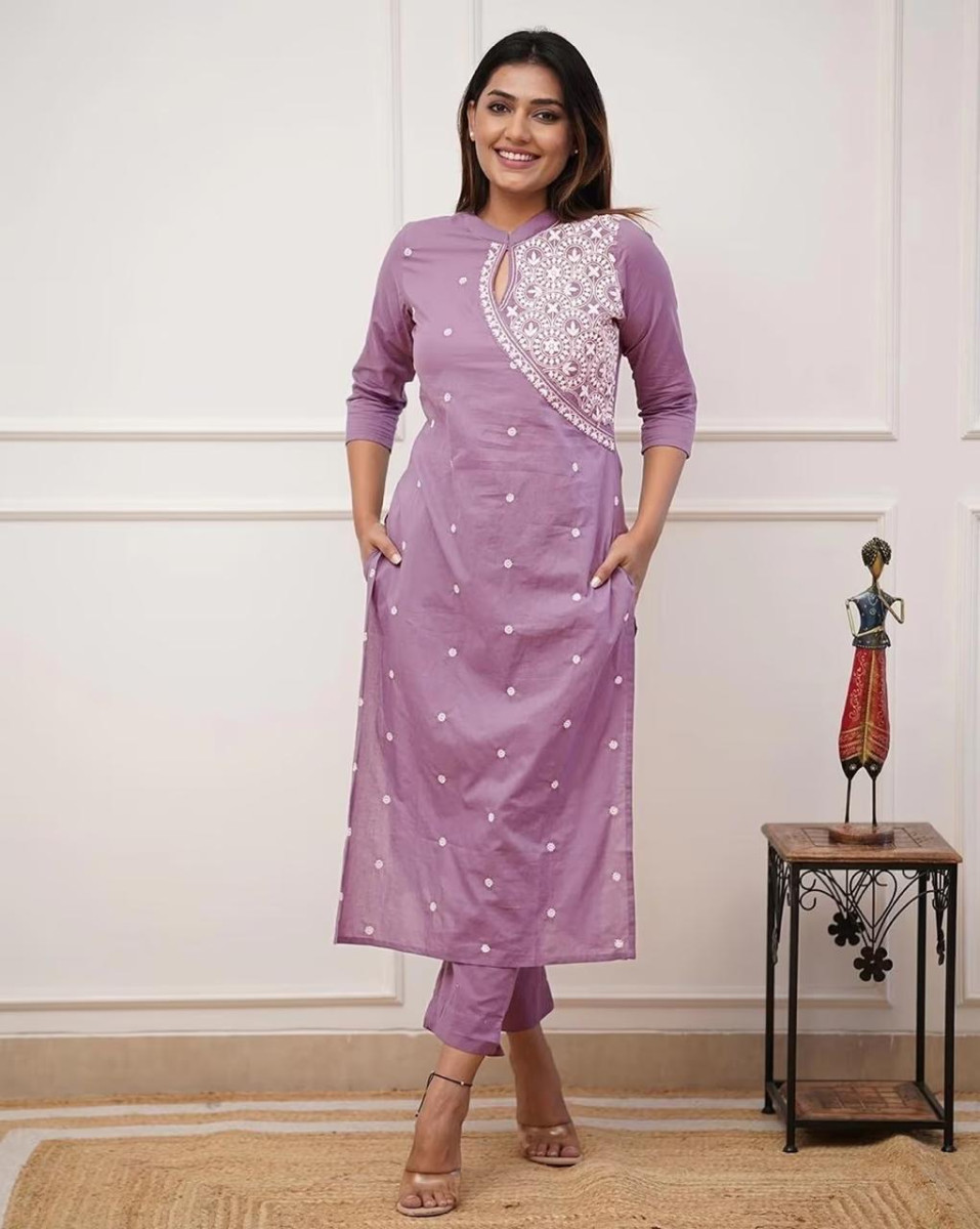 Fabnex Women Embroidered Straight Kurta Pants Set 486 – Best Price in India