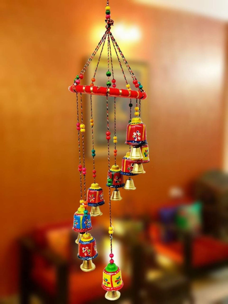 Jh Gallery Handmade Rajasthani Metal Multicolor Bells Wall Hanging 189 – Be