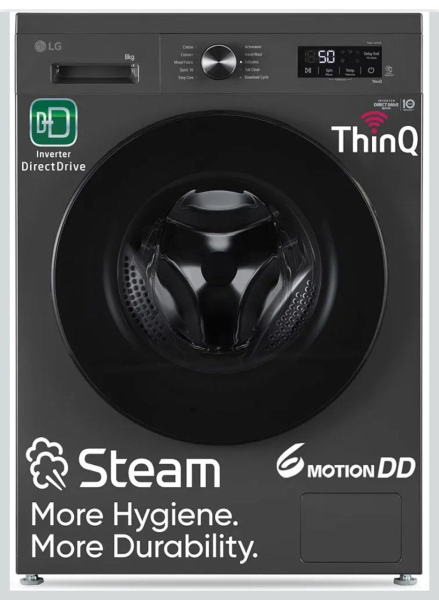 Lg 8 Kg 5 Star Wi-fi Direct Drive Technology Steam Wash 6 Motion Dd Fully-a