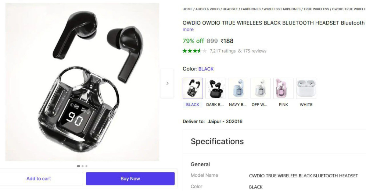 Shopsy Owdio Bluetooth Earburs 188 190 – Best Price in India