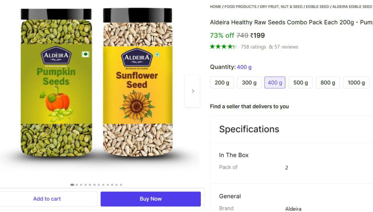Shopsy Pumpkin Sunflower Seeds (2 X 200 G) 199 – Best Price in India