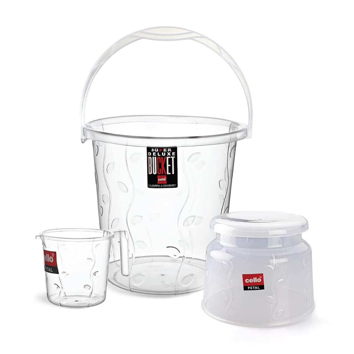Cello Petal Bathroom Accessory Combo Set Of 3 Transparent 559 – Best Price 