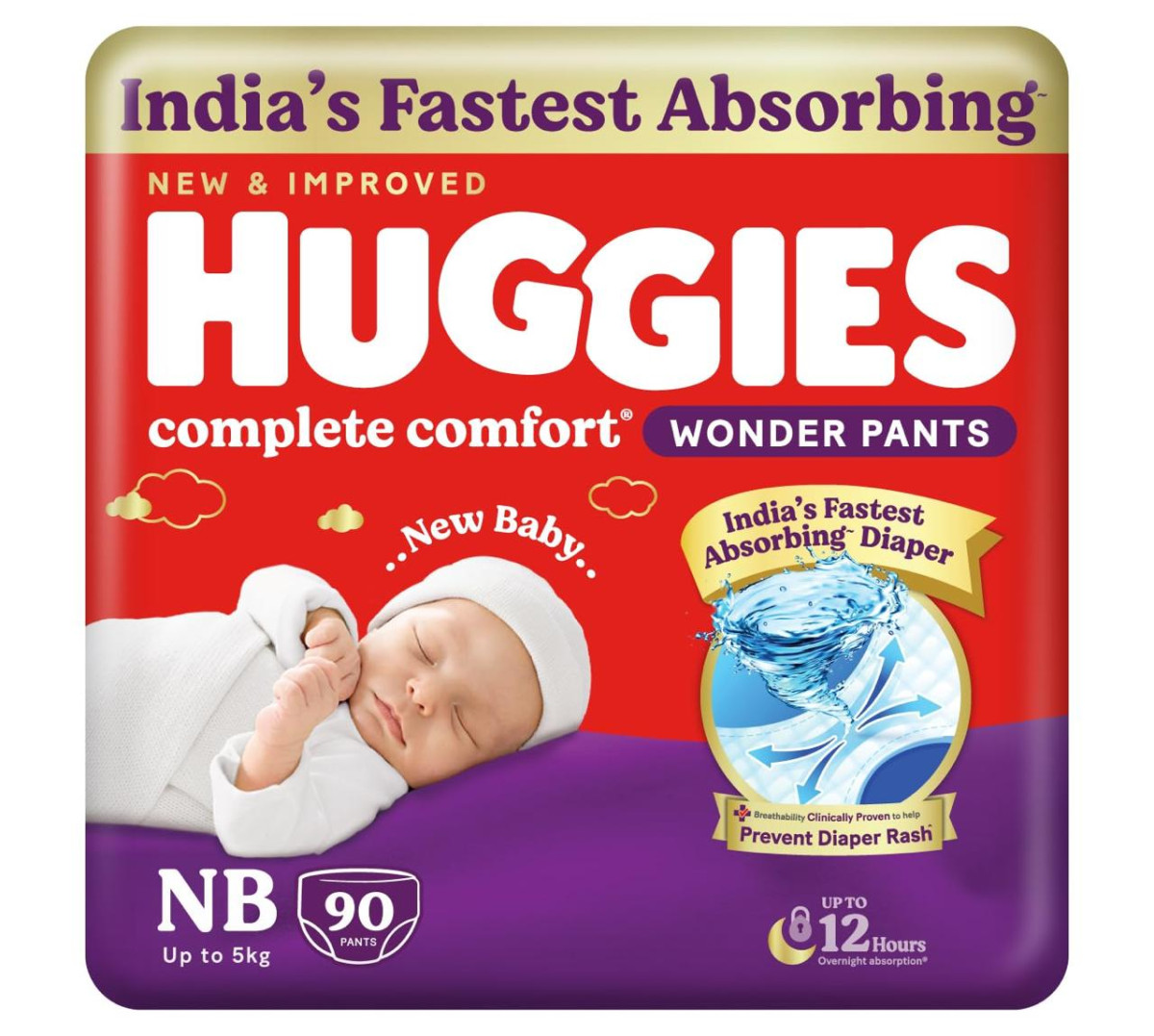 Huggies Complete Comfort Wonder Pants Pant Style Baby Diapers Newborn Size 