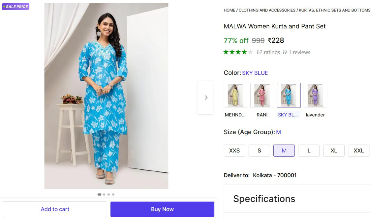 Women Kurta And Pant Set 228 – Best Price in India
