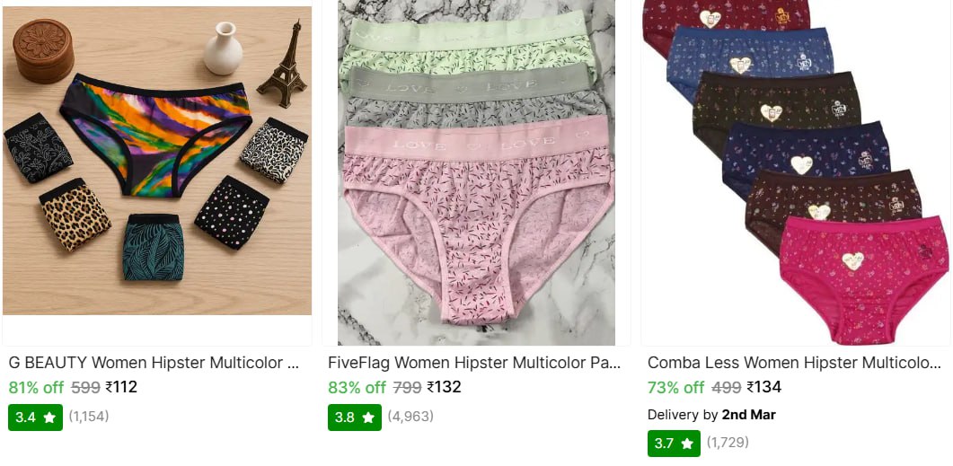 Women Hipster Panty (pack Of 6) 112more – Best Price in India