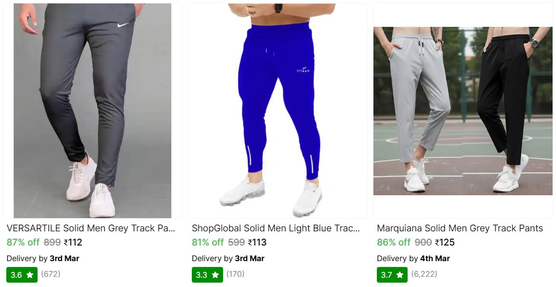 Mens Trackpants From 112 – Best Price in India