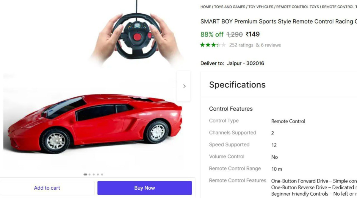 Remote Control Racing Car At 149 – Best Price in India