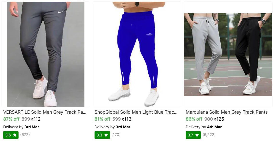 Mens Trackpants From 112 – Best Price in India