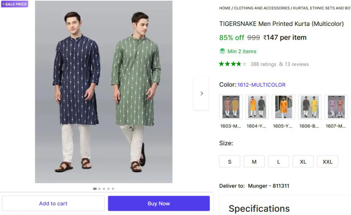 Men Printed Kurta 147 Min 2 Buy – Best Price in India