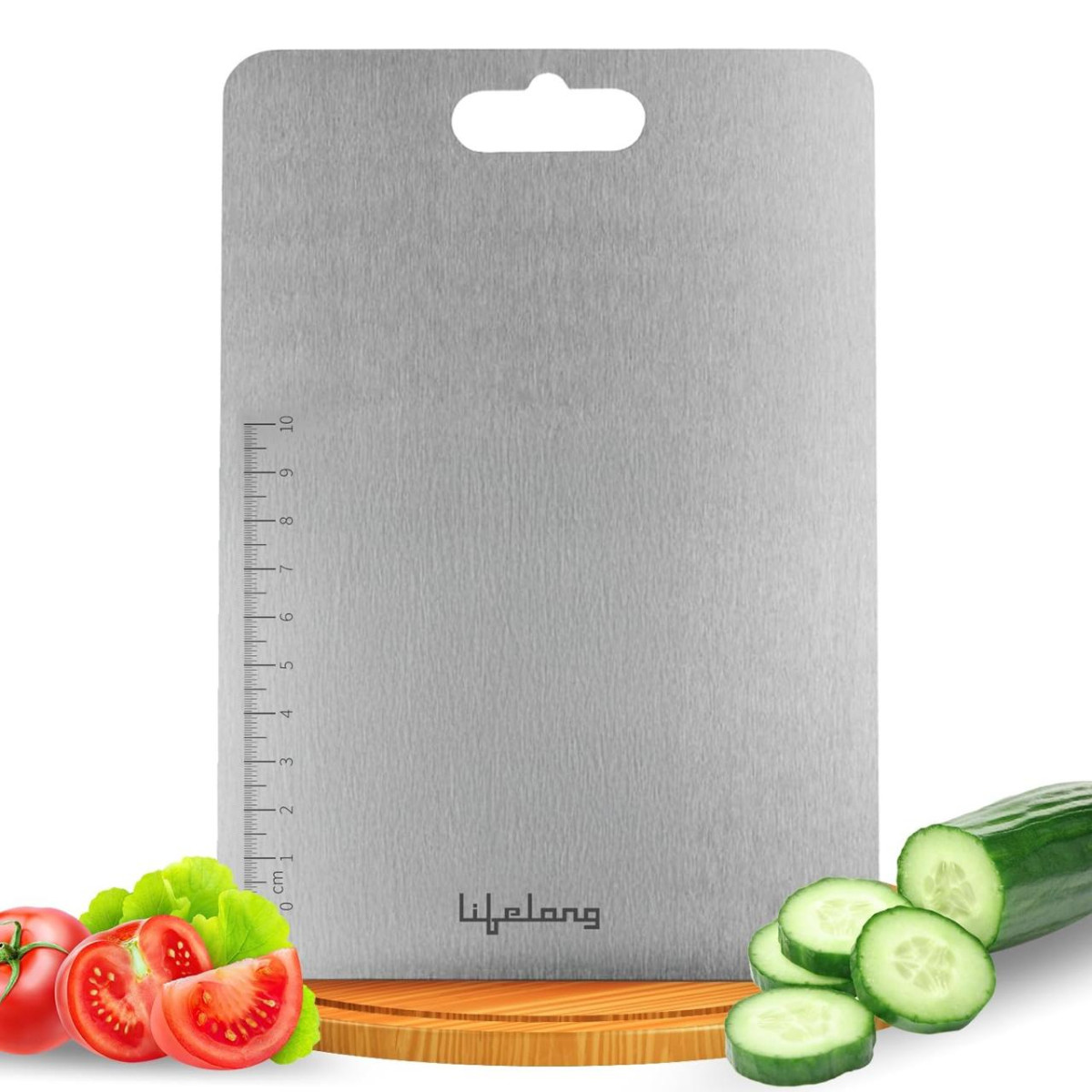 Lifelong Stainless Steel Chopping Board For Kitchen With Anti-skid 6 Sticke