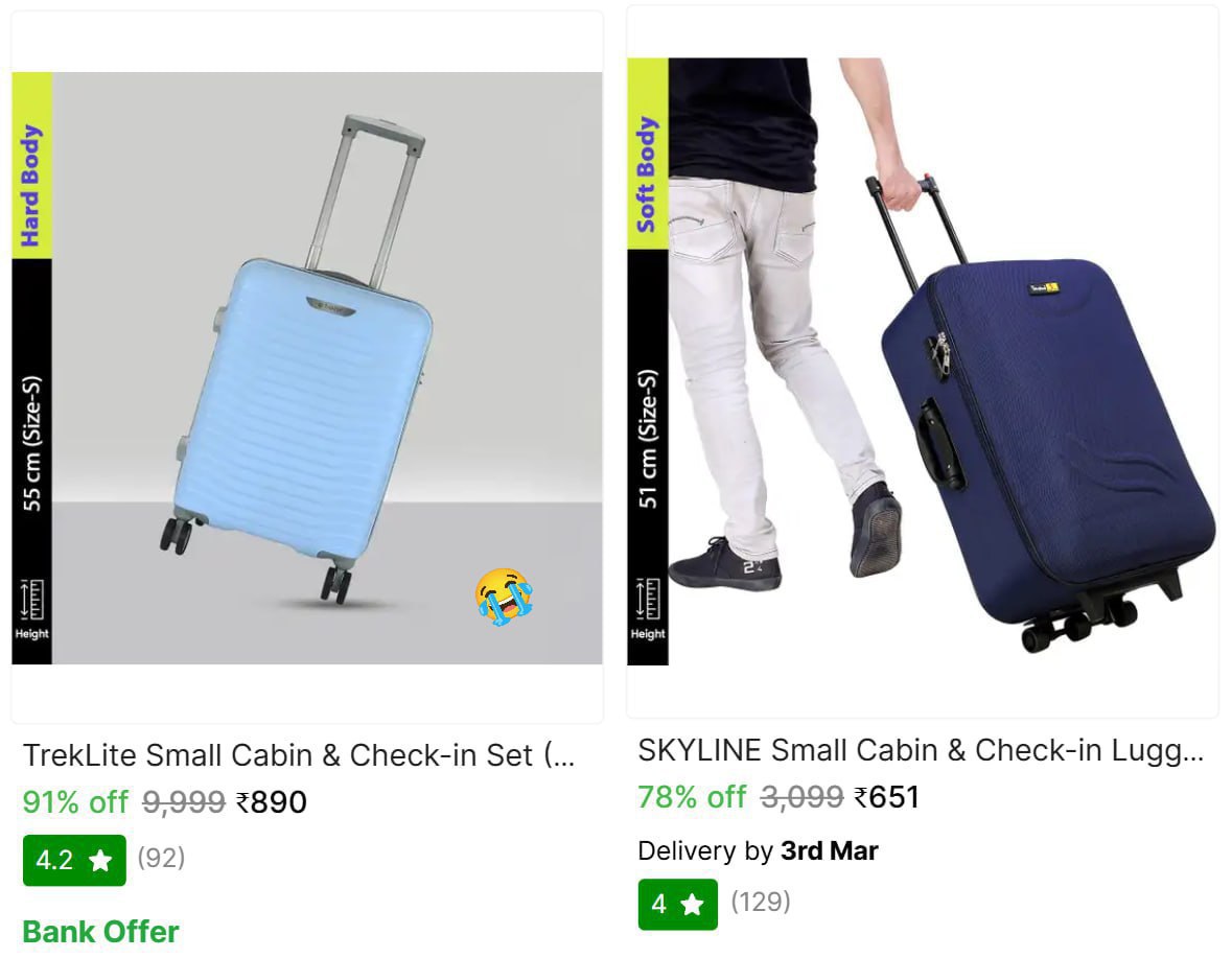 Small Cabin Trolley Bag Hard Soft635 890 More – Best Price in India