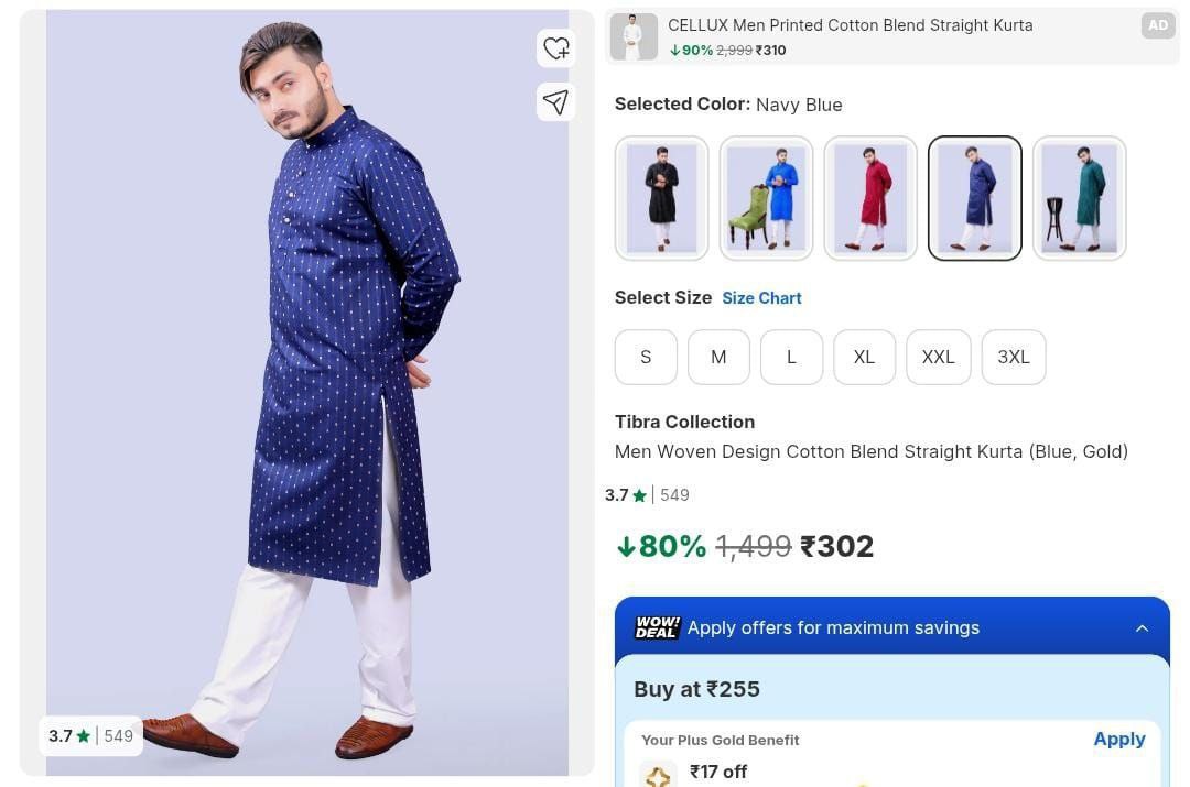Grab Kurta 302 All Size Available – Best Price in India