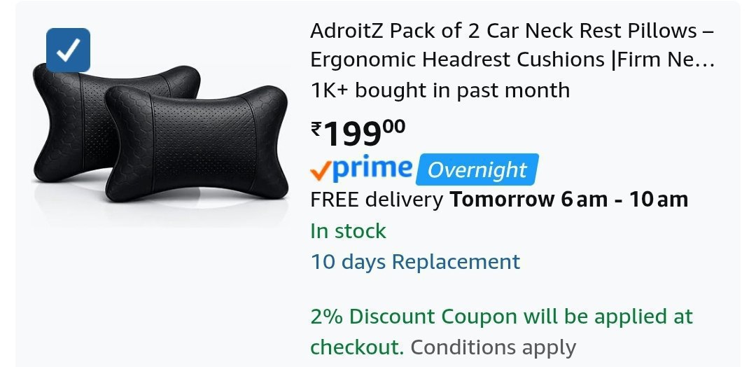 Car Neck Rest Pillow (pack Of 2) From 199 2 Coupon – Best Price in India