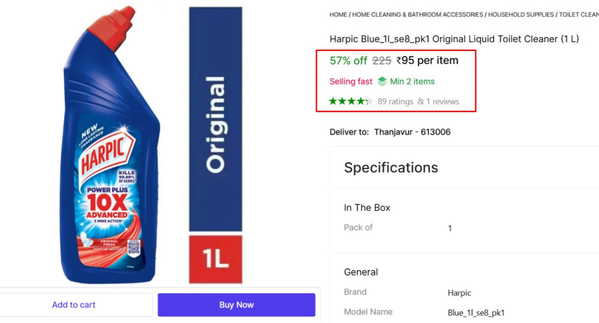 Harpic Toilet Cleaner (1 L) 95 More Deals Click Here Must Read – Best Price