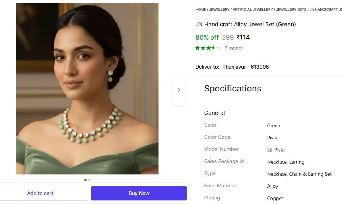 Alloy Jewel Set (green) 114 – Best Price in India