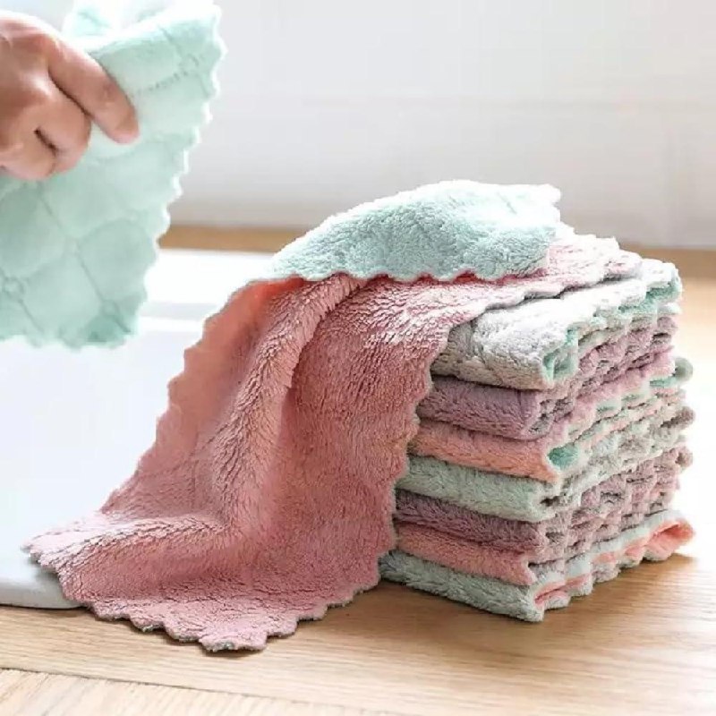 Sobby 10 Pcs Microfiber Cloth Small Size Kitchen Dish Cleaning Nonstick Oil