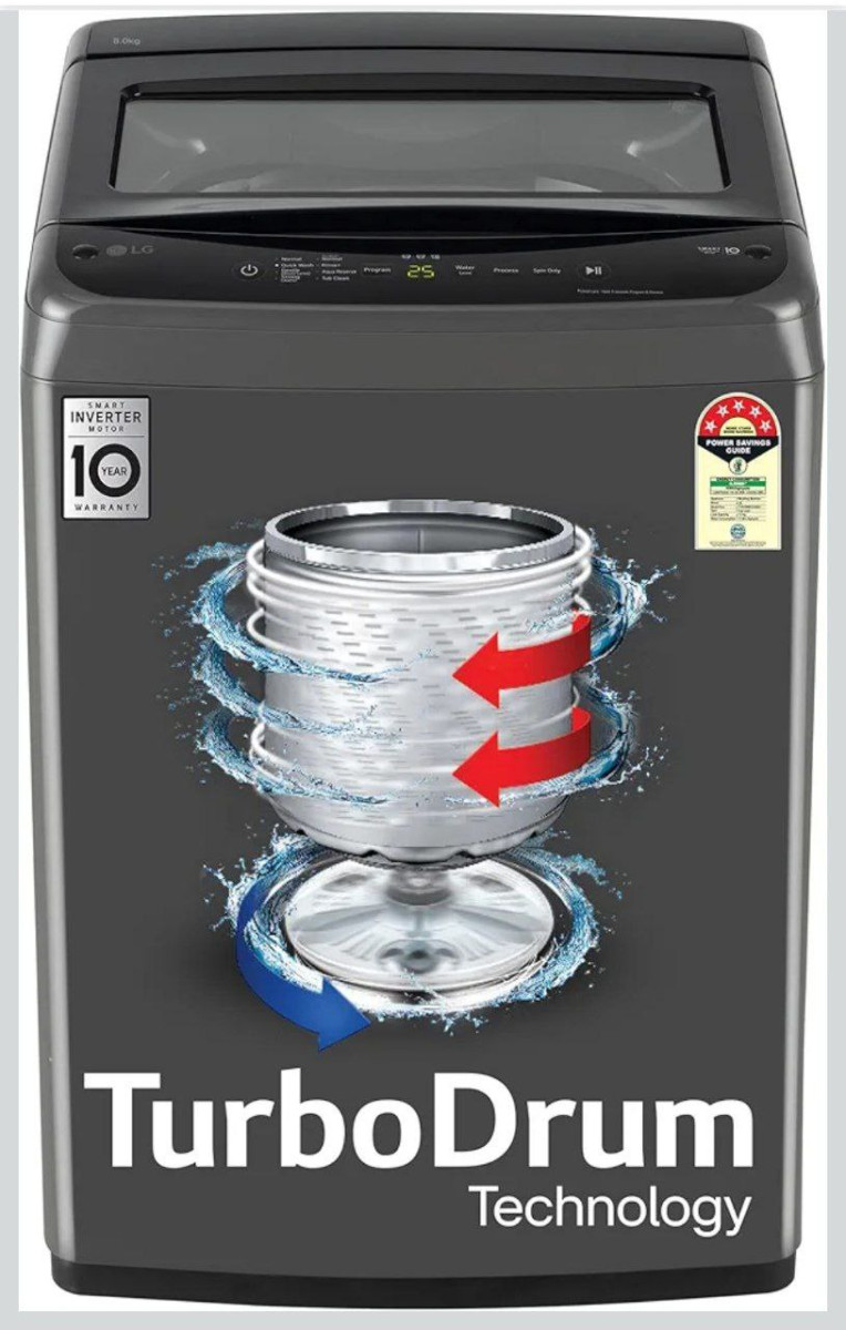 Lg 8 Kg 5 Star Smart Inverter Technology Fully Automatic Top Load Washing M