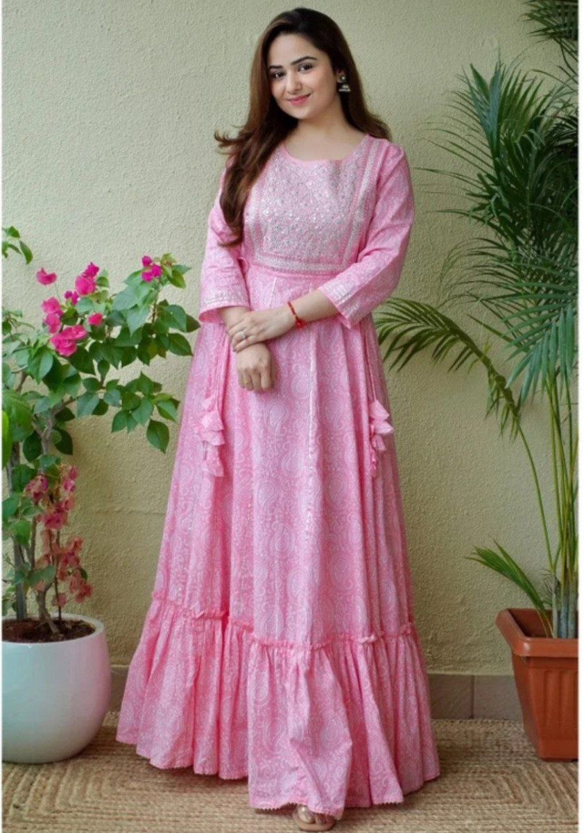 Women Printed Embellished Cotton Rayon Anarkali Kurta 450 – Best Price in I