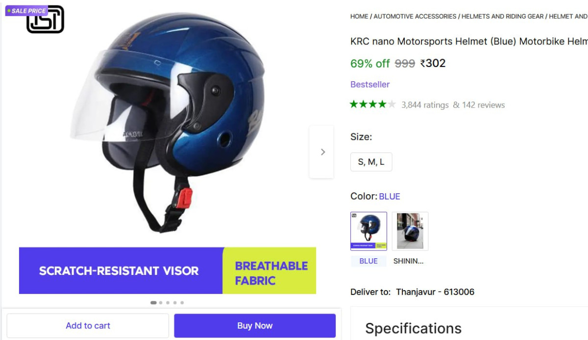 Motorbike Half Helmet 302 – Best Price in India