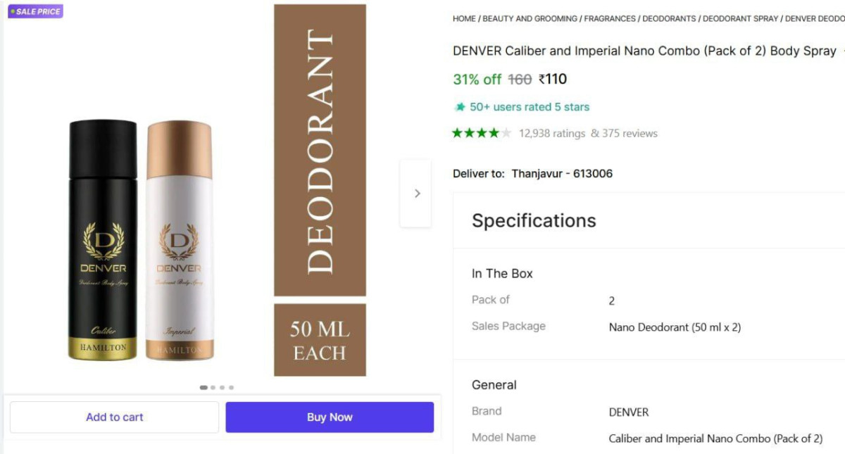 Denver Body Spray At Rs 110 – Best Price in India