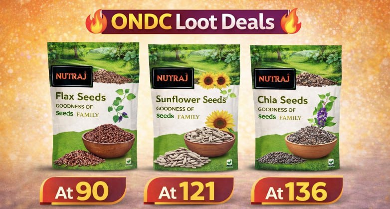 Ondc Loot Deals Use Code Drop25 Nutraj Flax Seeds - 200gm At 90 Nutraj Sunf