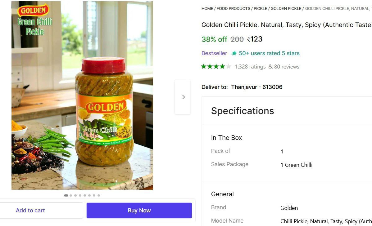 Kg Mix Vegetable Pickle 142green Chilli Pickle (400 G) 123 – Best Price in 