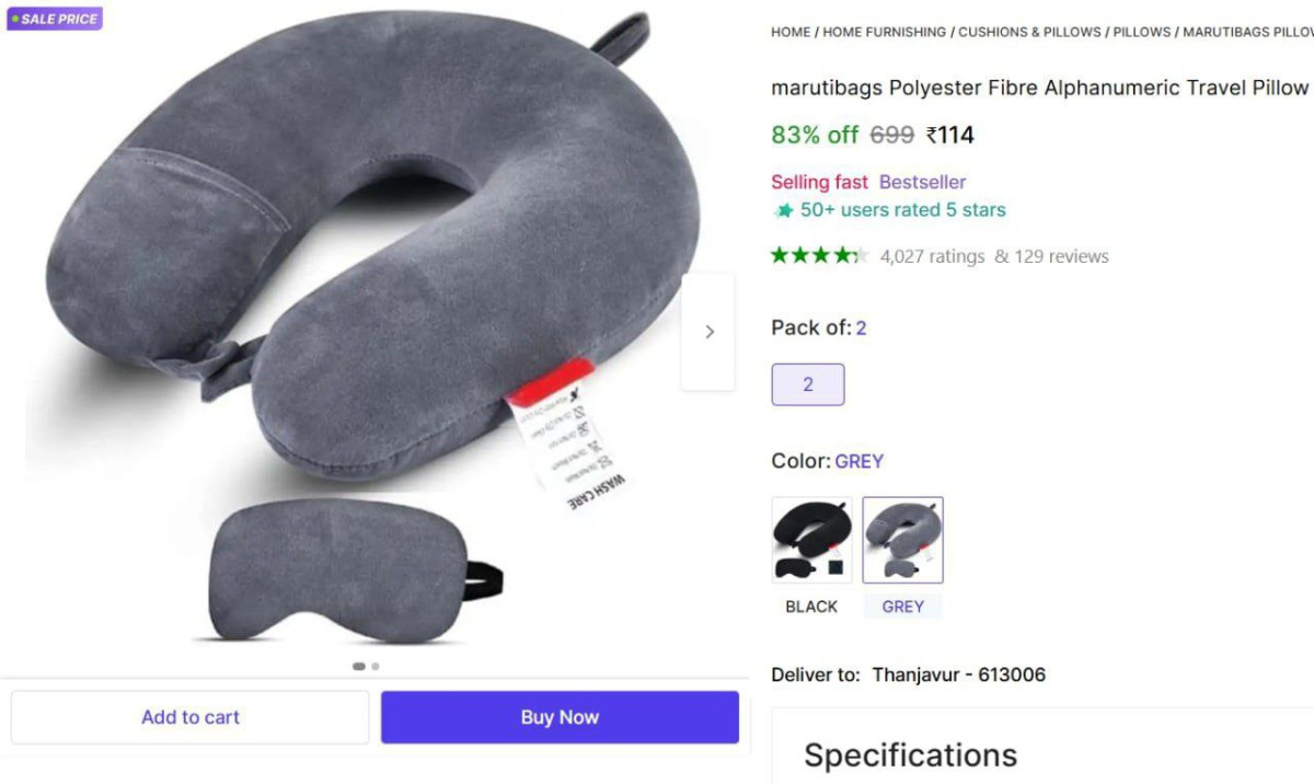 Neck Rest With Eye Mask 114 – Best Price in India