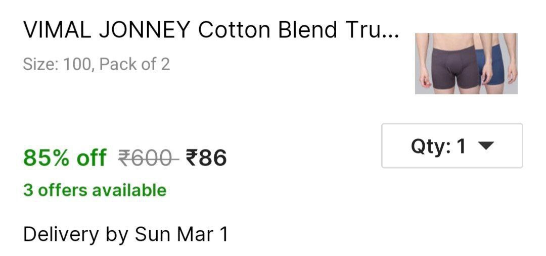 Loot Vimal Jonney Cotton Blend Trunk (pack Of 2) 86 Sent Via Telefeed – Bes