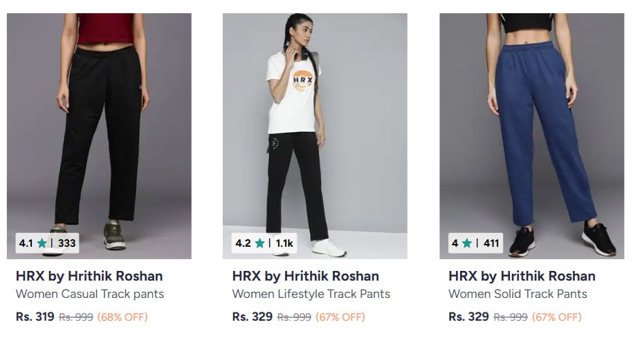 Myntra Hrx Trackpants Starts 319 Men Women – Best Price in India