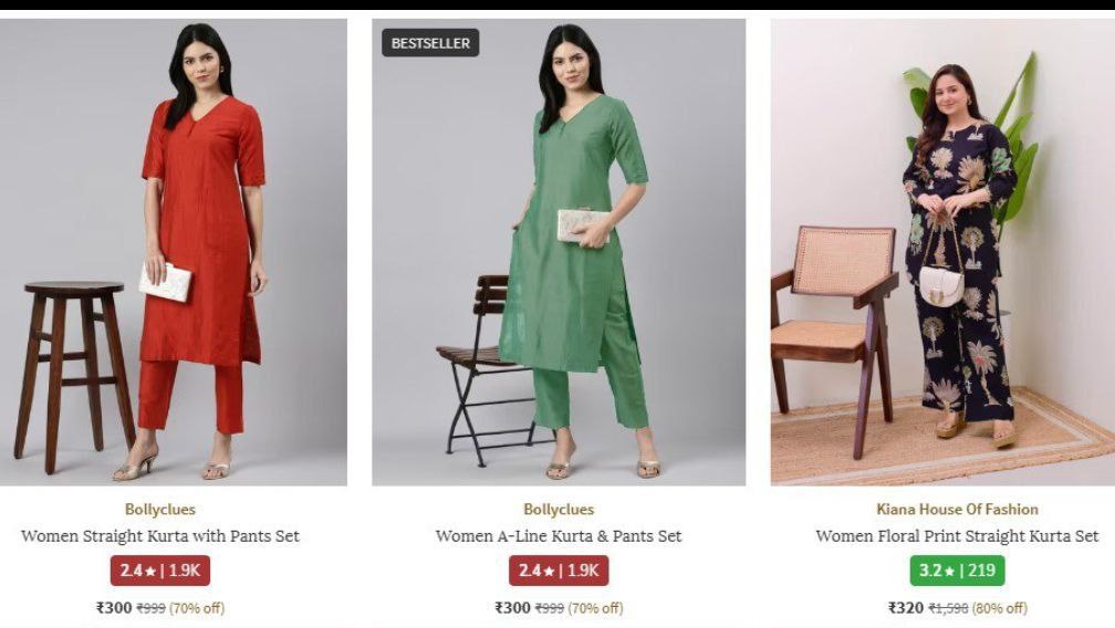 Ajio 80 On Women Kurta Suit Sets Starting Just 270 Link Bonus Earn 10 Ajio 