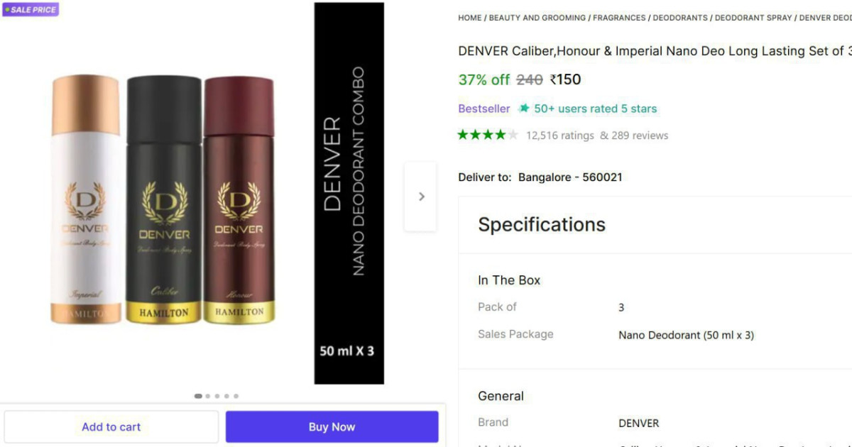Denver Body Spray (150 Ml Pack Of 3) 150 – Best Price in India