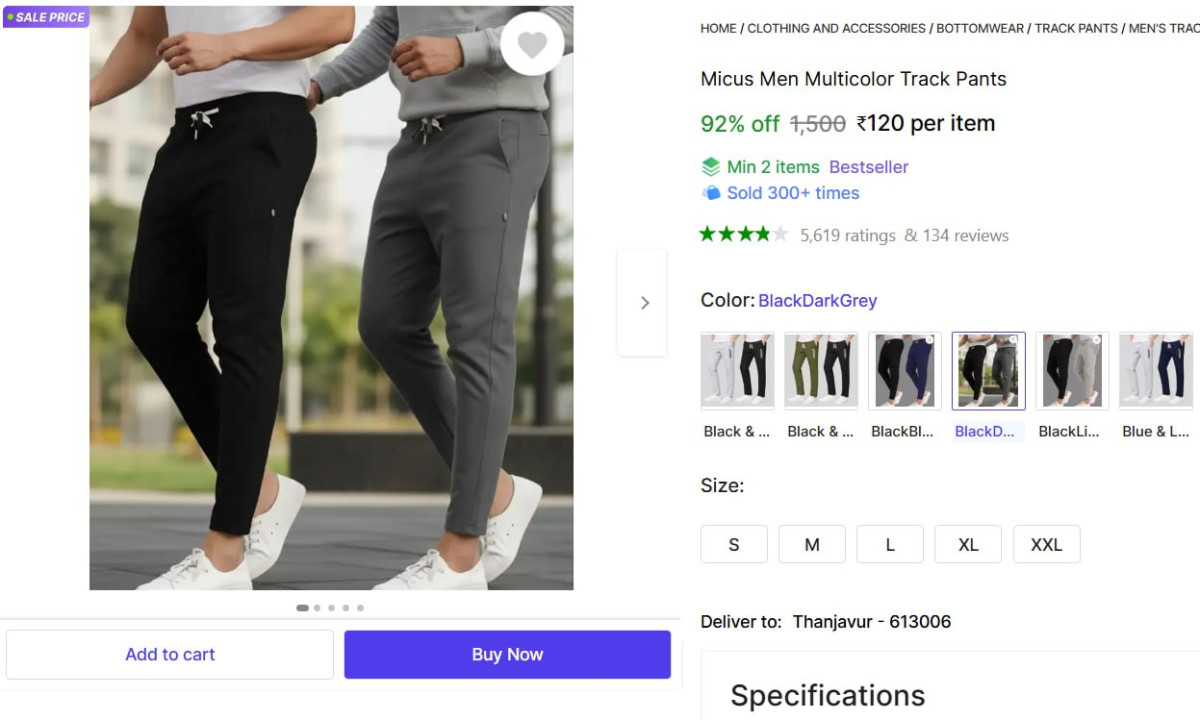Men Track Pants 120min Buy 2 Qty – Best Price in India