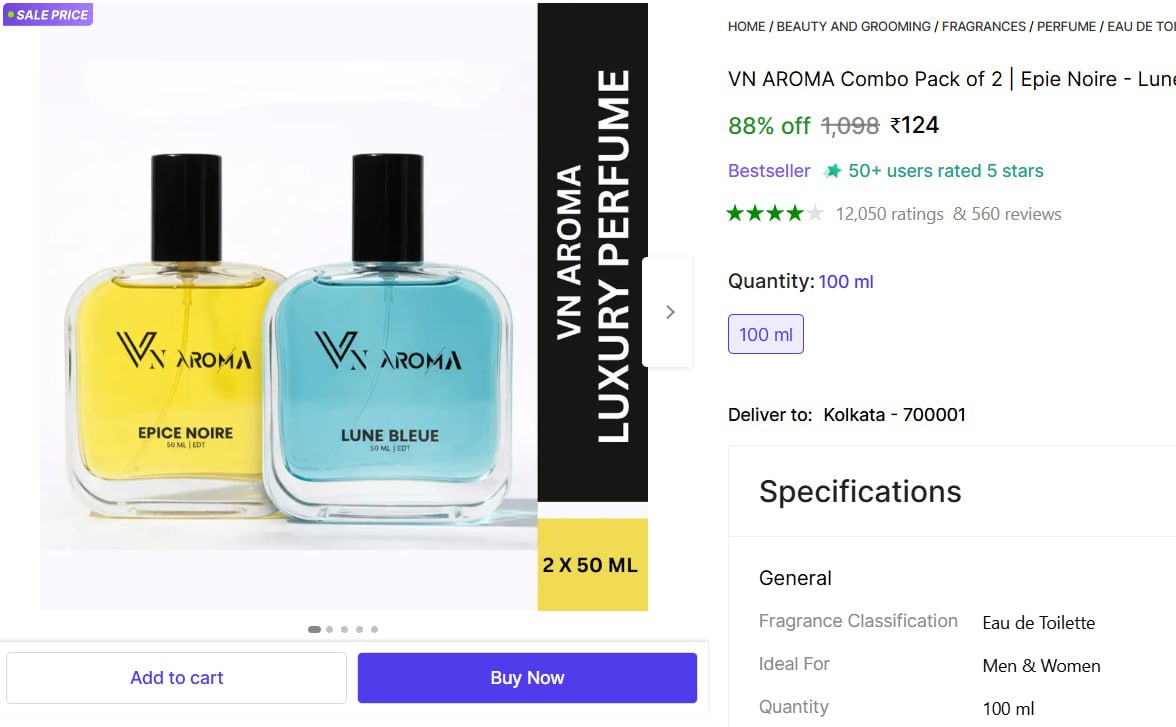 Vn Aroma Combo Pack Of 2 Perfume 124 – Best Price in India