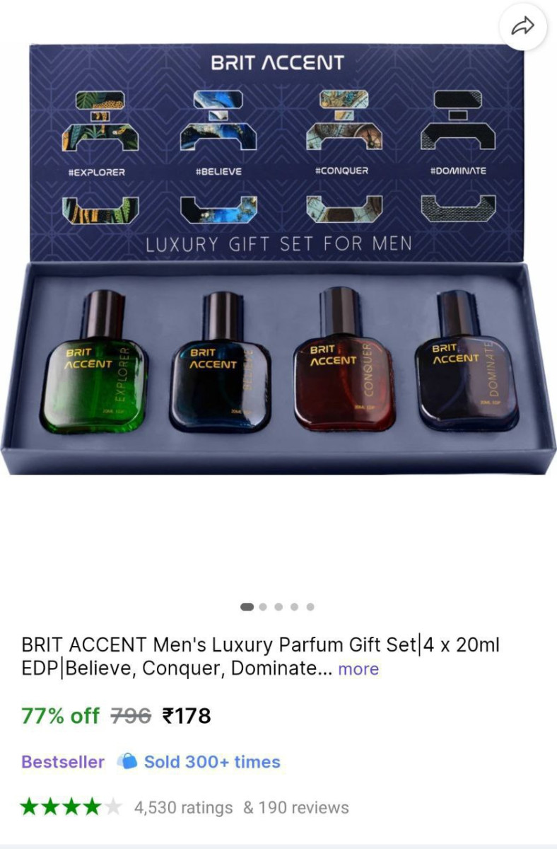 Brit Accent Men S Luxury Parfum Pack Of 4 178 – Best Price in India