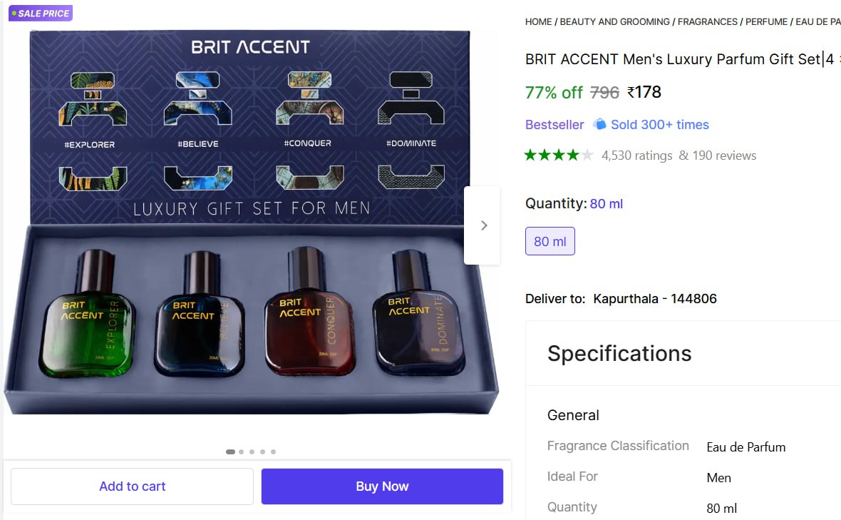 Brit Luxury Parfum Gift Set 178 – Best Price in India