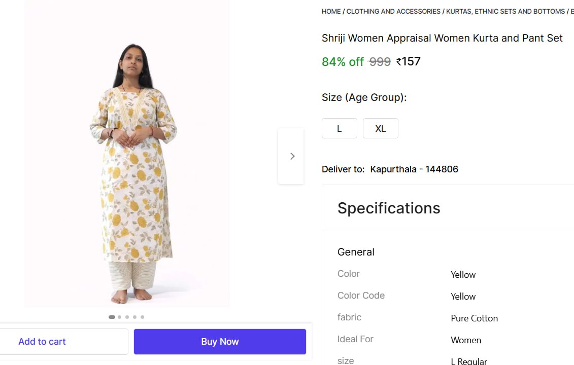 Women Kurta And Pant Set At 157 – Best Price in India