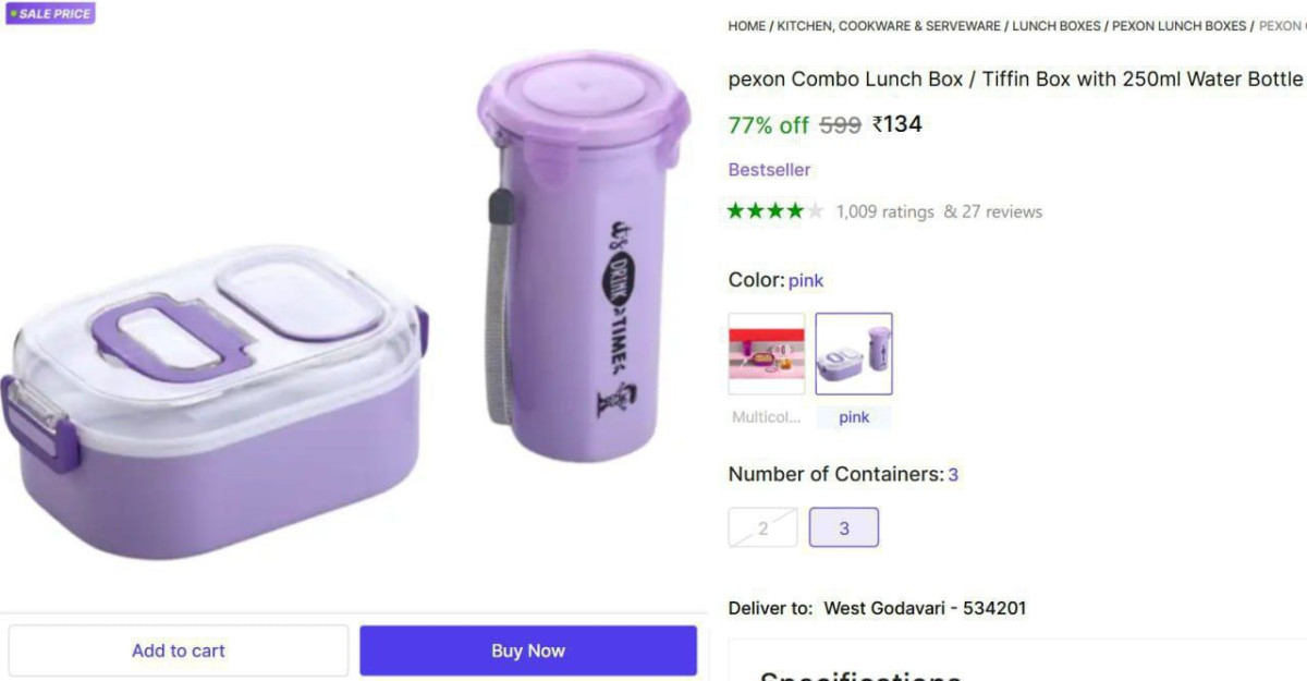 Lunch Box With Bottle At 134 – Best Price in India