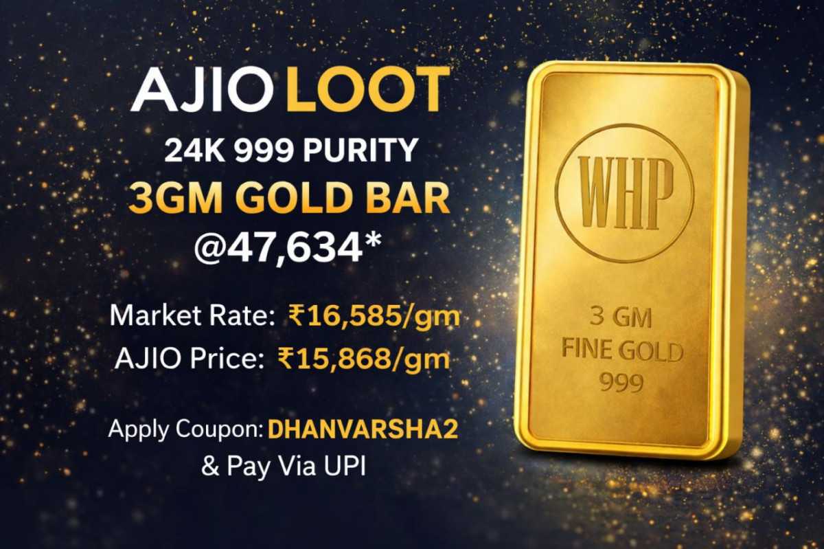 Ajio Loot 24k 999 Purity 3gm Gold Bar 47 634 Market Rate 16 585 Gmajio 15 8