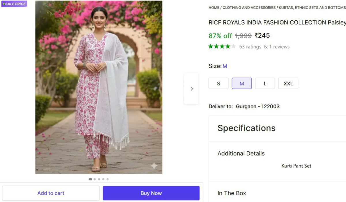 Women Kurta Pant Dupatta Set 245 – Best Price in India