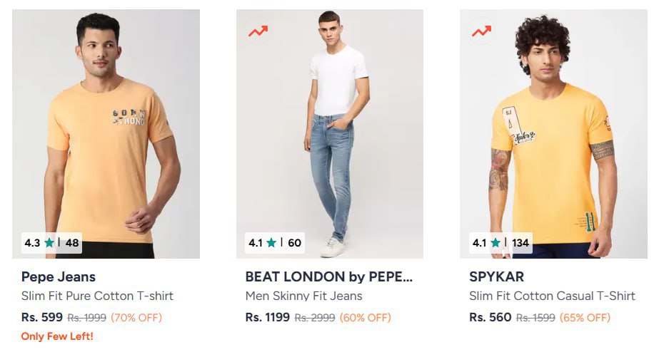 Myntra Min 65 On Mens Apparel Pepe Spykar Link – Best Price in India