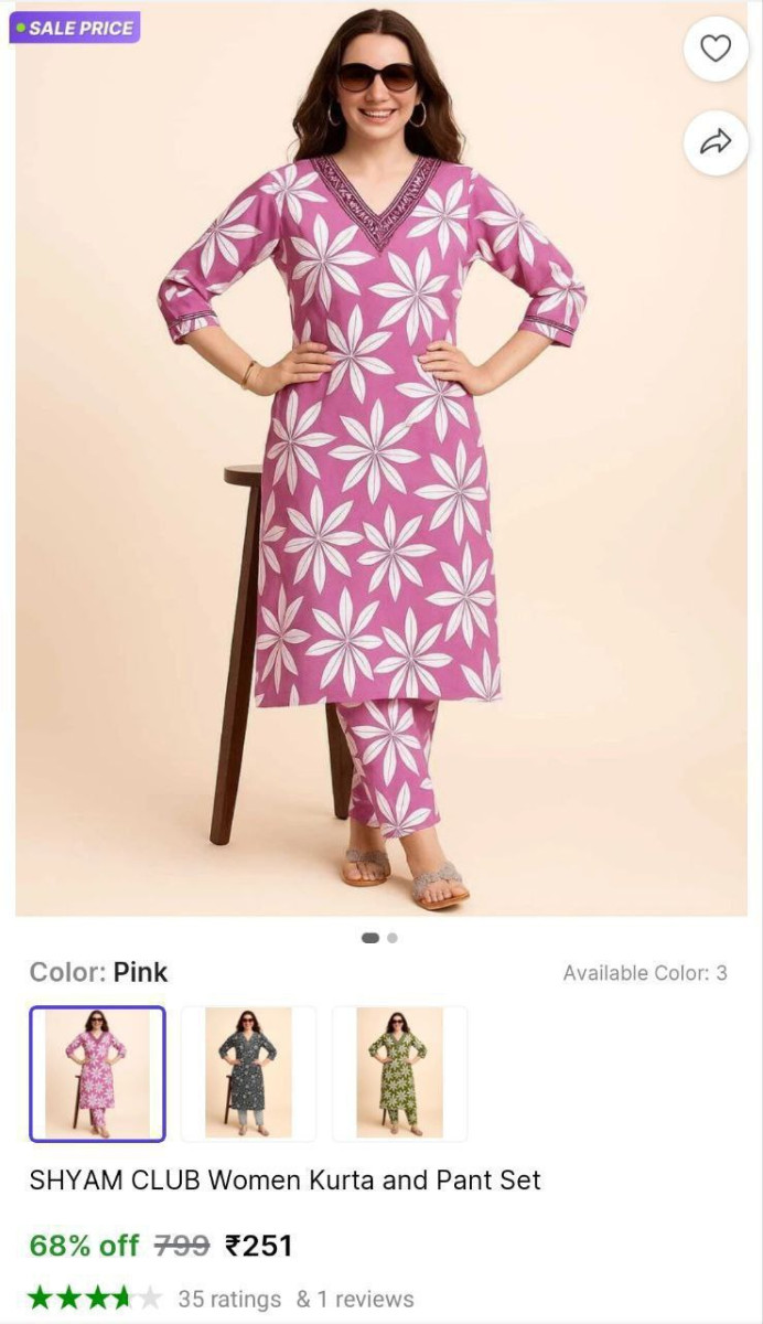Women Kurta And Pant Set 251 – Best Price in India
