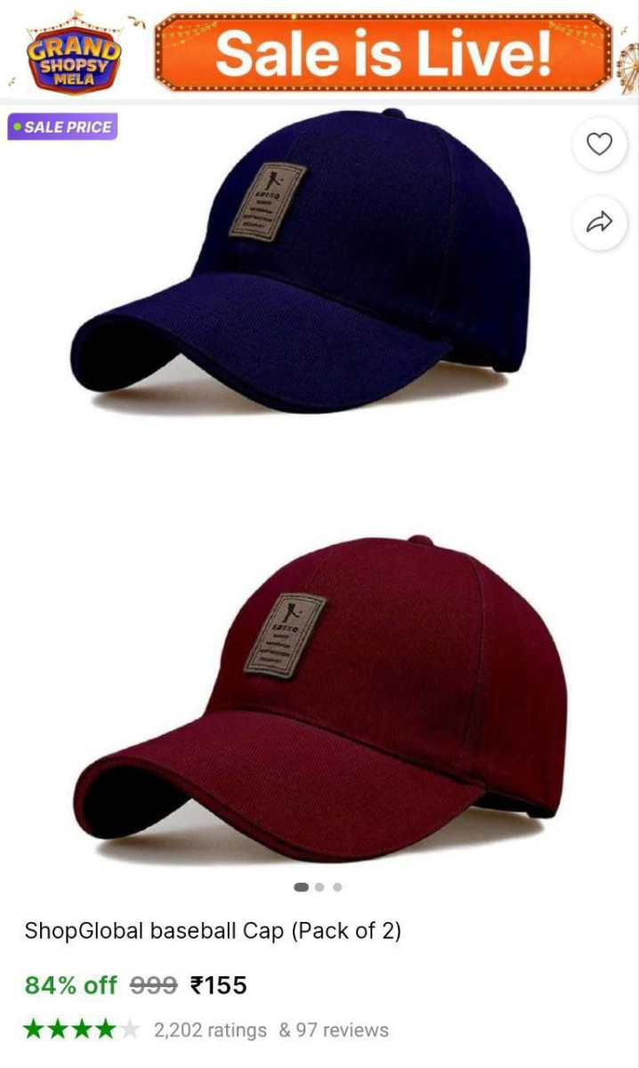Men S Cap Pack Of 2 155 – Best Price in India
